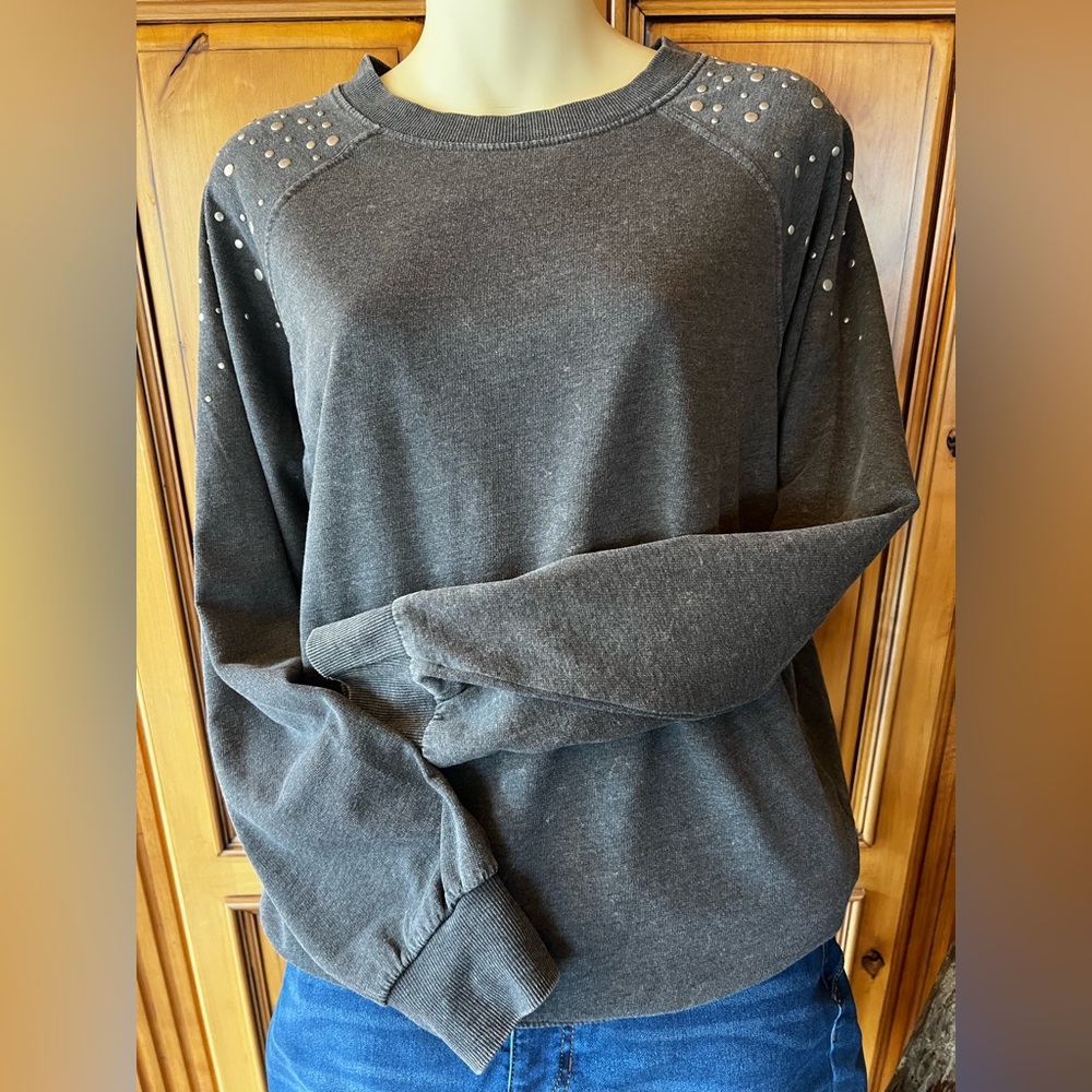 Gray Embellished Gray Sweatshirt